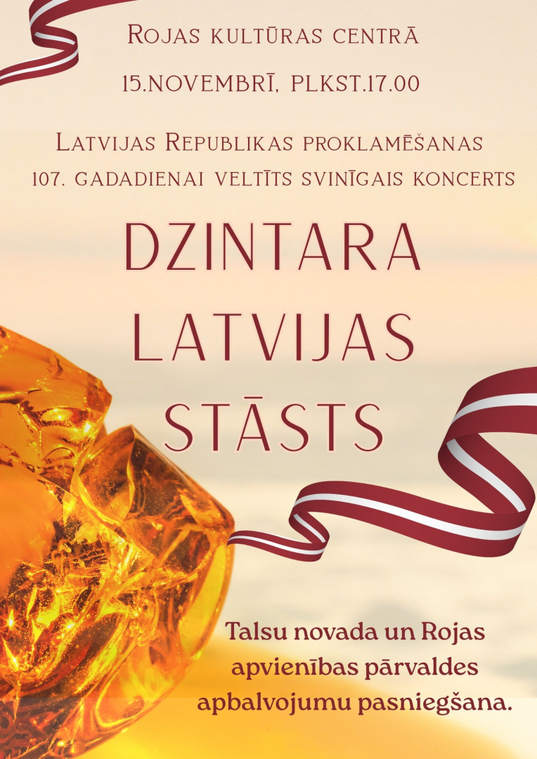LR proklamēšanas koncerta Dzintara Latvijas stāsts afiša