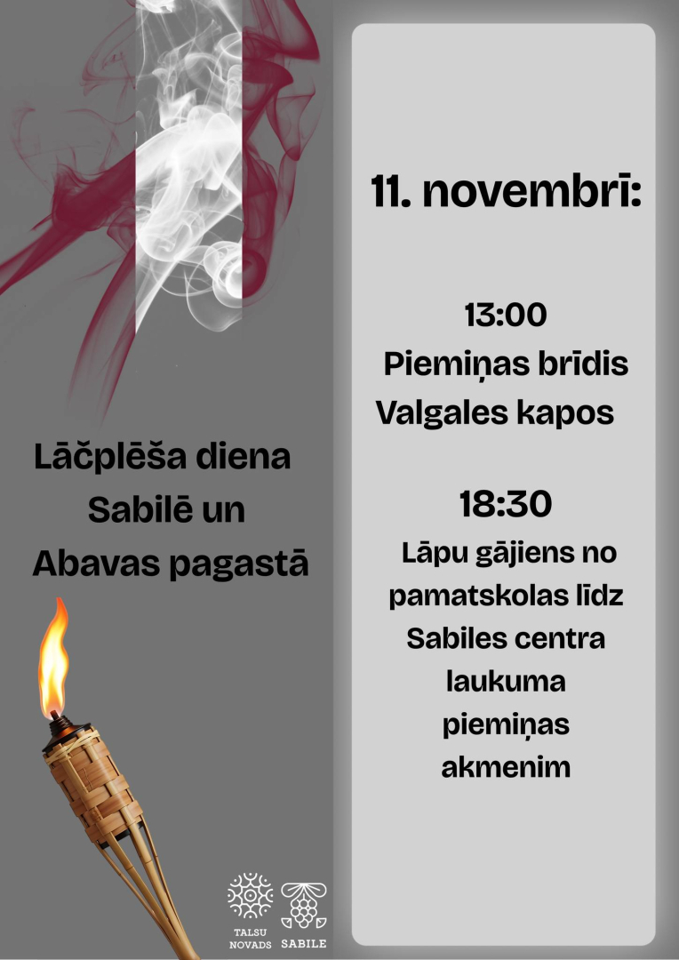 Lāčplēša dienas Sabilē un Abavas pagastā afiša