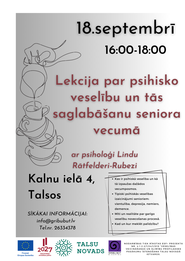 Lekcijas par psihisko veselību senioriem afiša