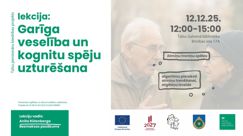 Lekcijas Garīgā veselība un kognitu spēju uzturēšana afiša