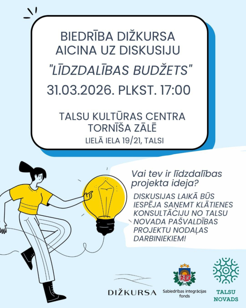 Diskusijas par līdzdalības budžetu afiša