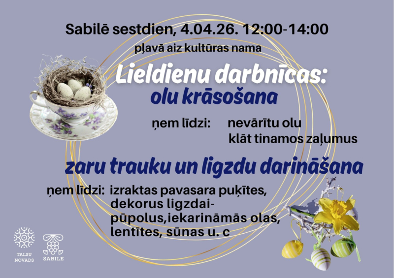 Lieldienu darbnīcu Sabilē afiša