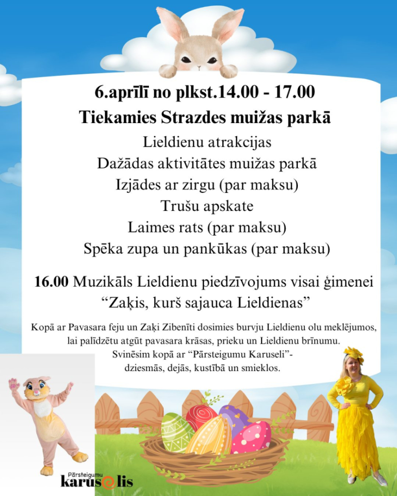 Lieldienu lustes Strazdes muižā afiša