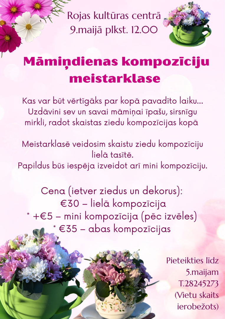 Māmiņdienas kompozīciju meistarklases afiša