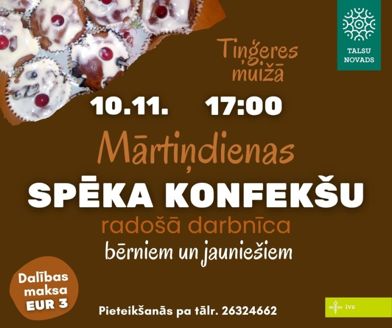 Mārtiņdienas spēka konfekšu darbnīcas bērniem afiša
