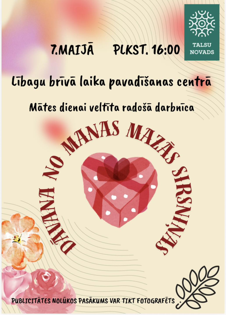 Mātes dienai veltītās radošās darbnīcas Lībagos afiša