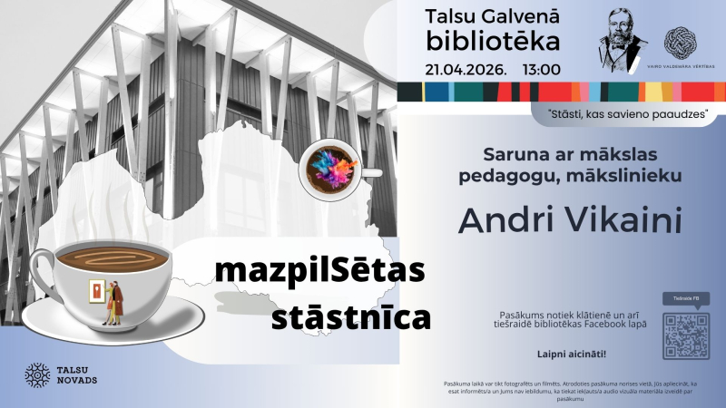 MazPilsētas stāstnīcas ar Andri Vikaini afiša