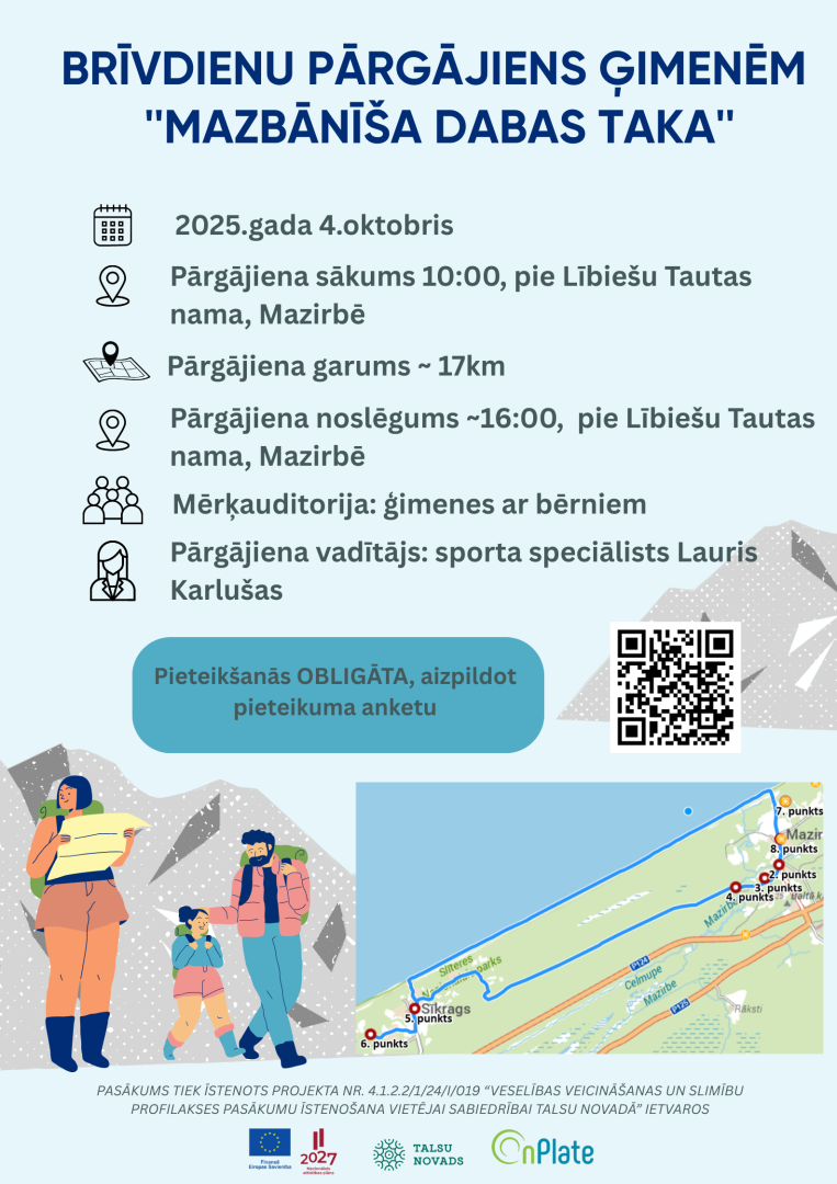 Pārgājiena Mazbānīša dabas taka afiša