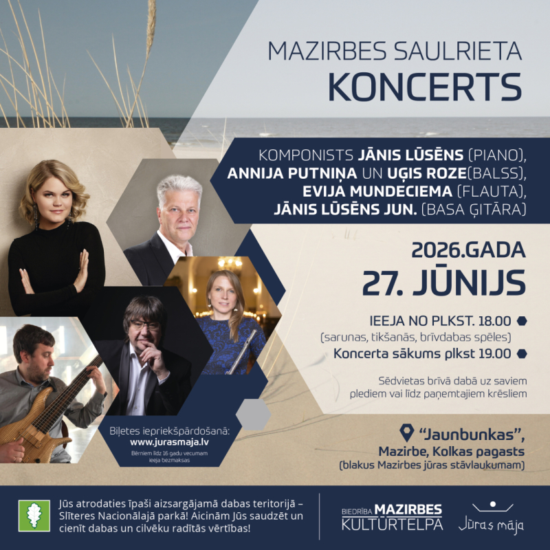 Mazirbes saulrieta koncerta 27. jūnijā afiša
