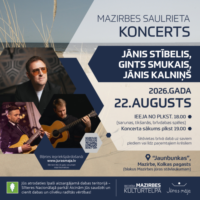 Mazirbes saulrieta koncerta ar Jāni Stībeli afiša