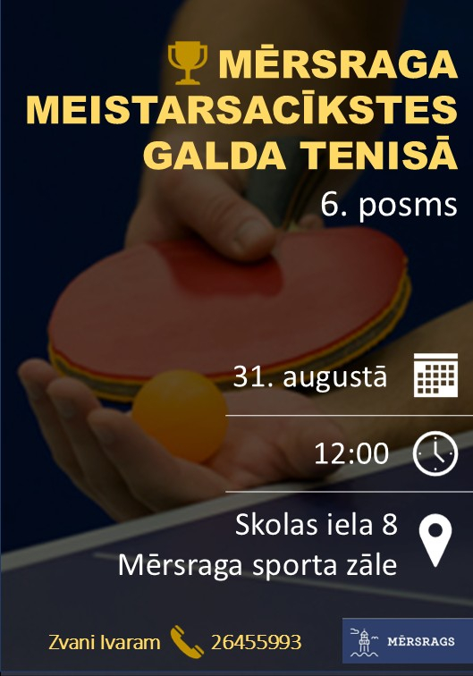 Mērsraga meistarsacīkšu galda tenisā afiša