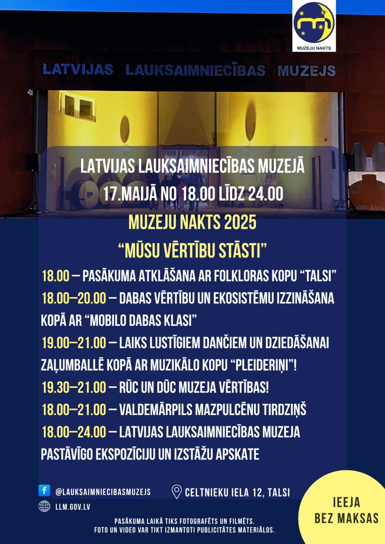 Muzeju nakts Latvijas lauksaimniecības muzejā afiša