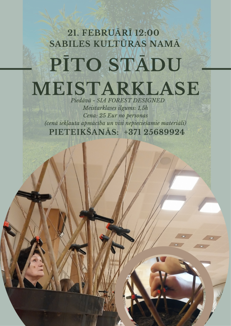 Pīto stādu meistarklases Sabilē afiša