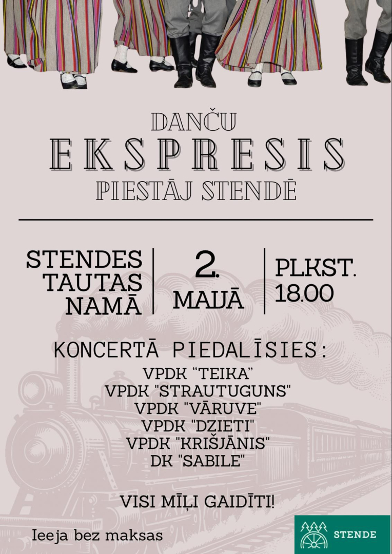 Pasākuma Danču ekspresis piestāj Stendē afiša