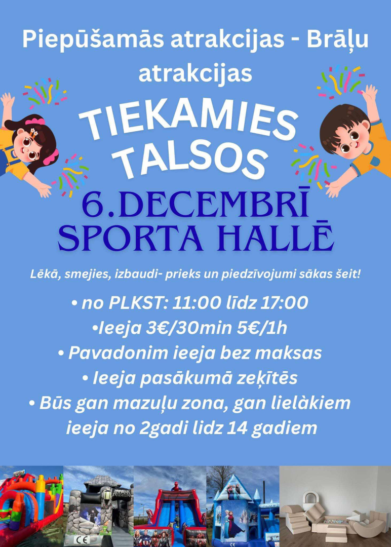 Piepūšamo atrakciju afiša