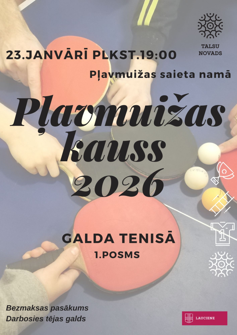 Pļavmuižas kauss galda tenisā afiša