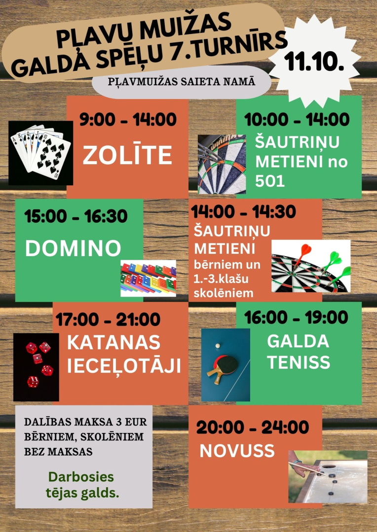 Pļavu muižas galda spēļu 7.turnira afiša
