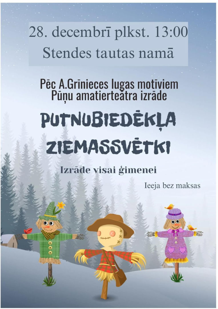 Izrādes Putnubiedēkļa Ziemassvētki Stendē afiša