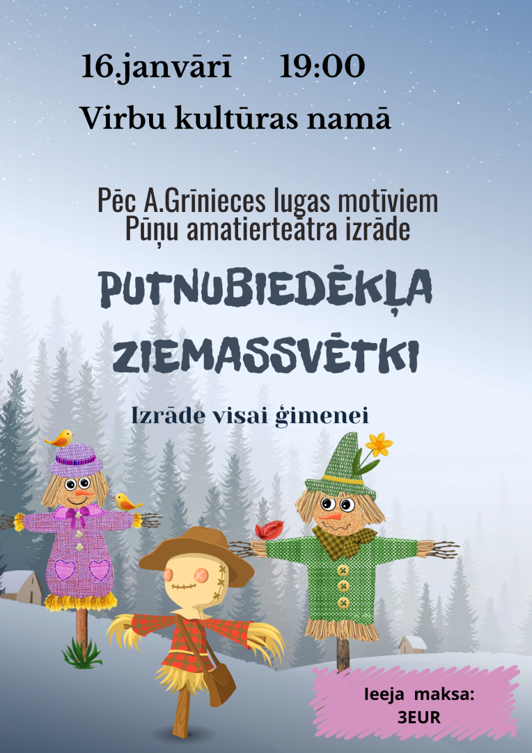 Teātra izrāde Putnubiedēkļa Ziemassvētki afiša