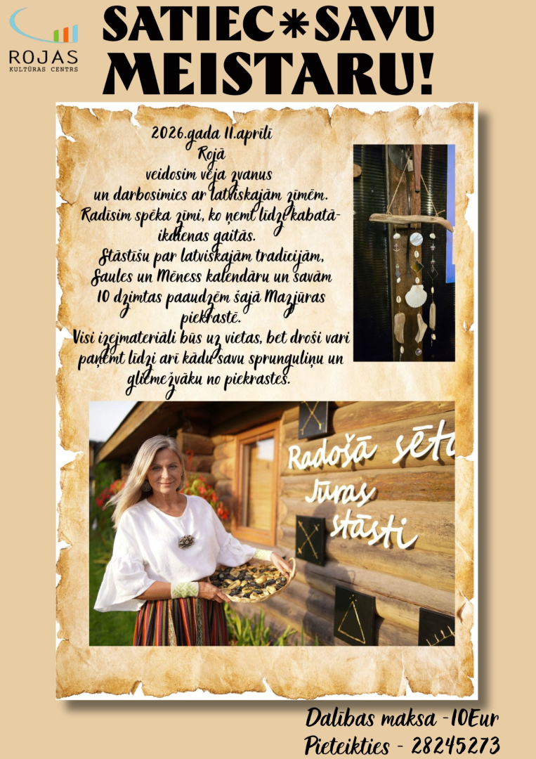 Vēja zvanu un latvisko zīmju darbnīcas afiša