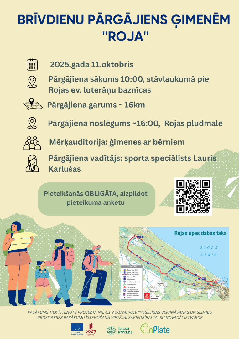 Ģimenes pārgājiena Roja afiša