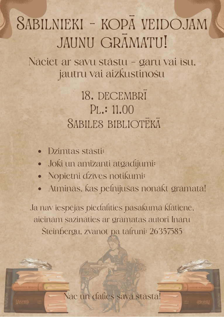 Sabilnieki - kopā veidojam jaunu grāmatu afiša