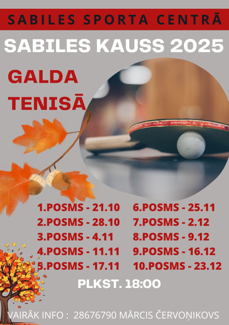 Sabiles kausa galda tenisā afiša
