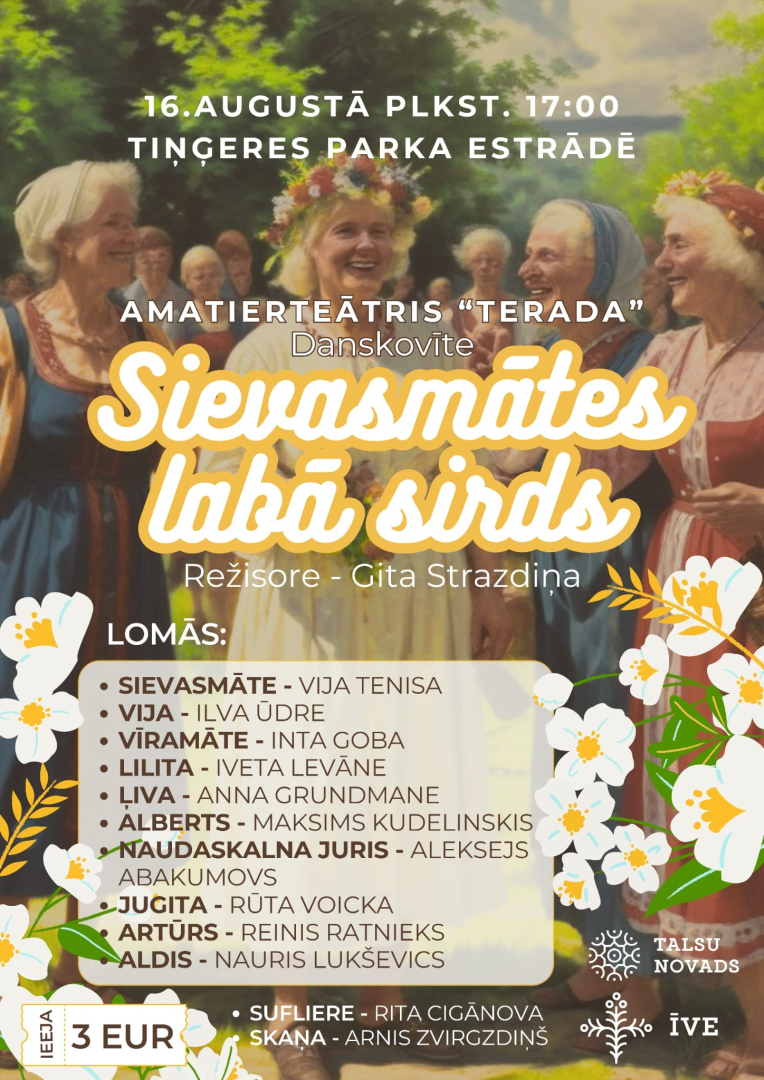 Teātra izrādes „Sievasmātes labā sirds” afiša