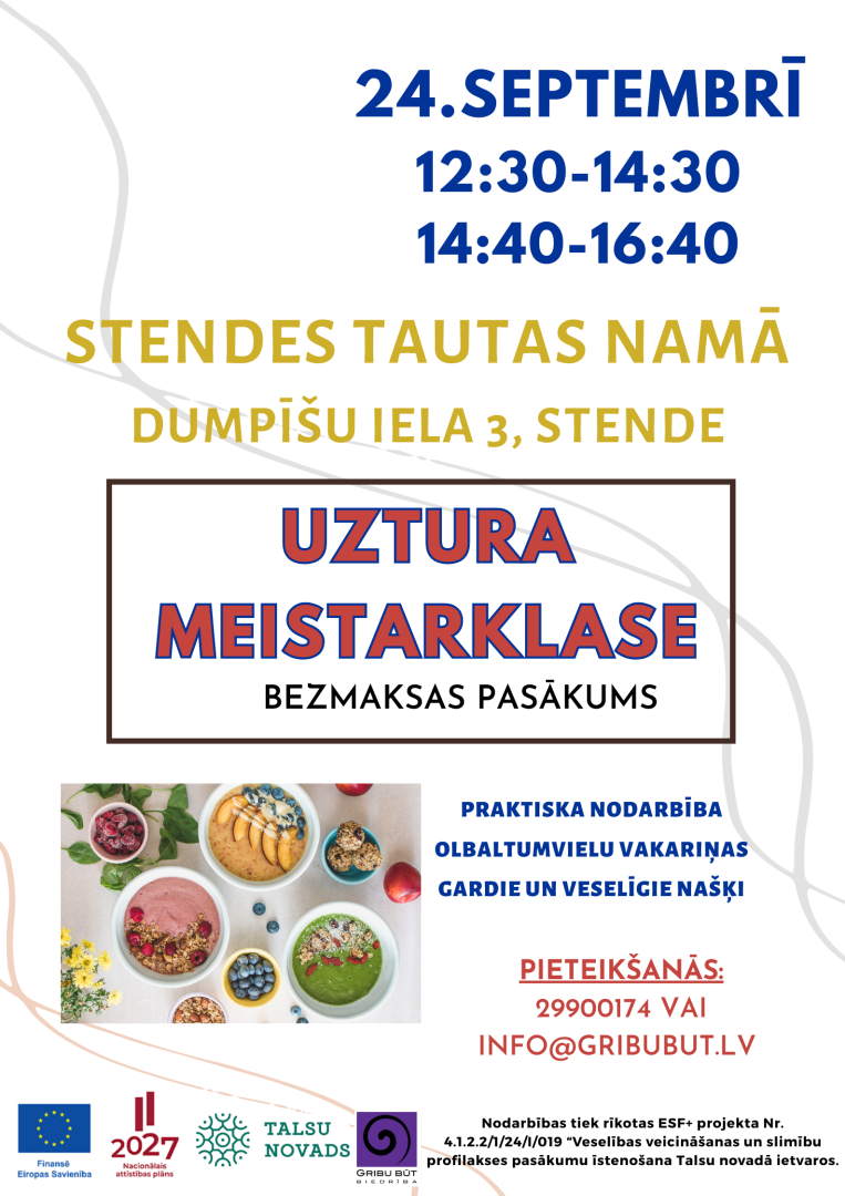 Uztura meistarklases afiša