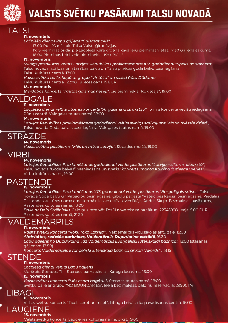 Valsts svētku pasākumi Talsu novadā