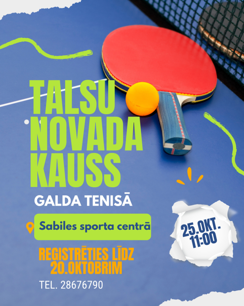 Talsu novada kausa galda tenisā afiša