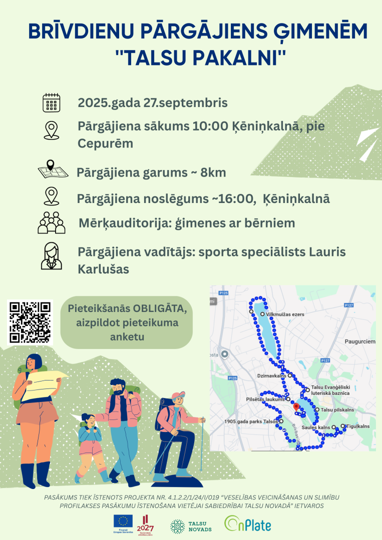 Ģimenes pārgājiena Talsu pakalni afiša