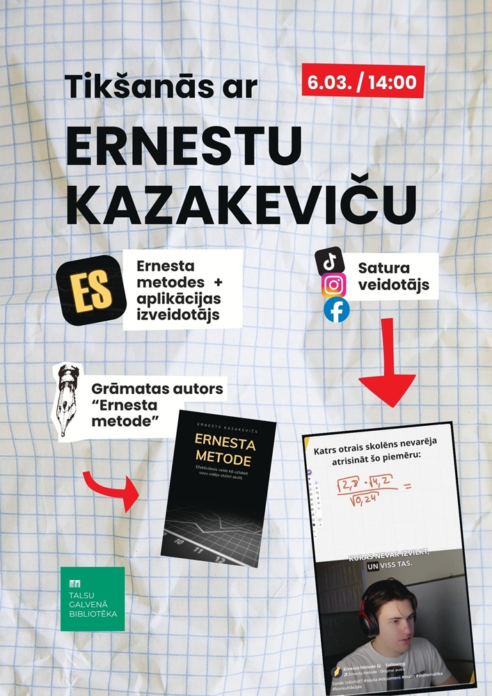Tikšanās ar Ernestu Kazakeviču afiša
