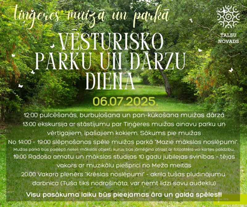 Vēsturisko parku un dārzu dienas afiša