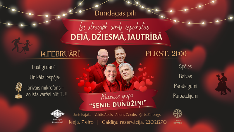 Valentīndienas balles Dundagas pilī afiša