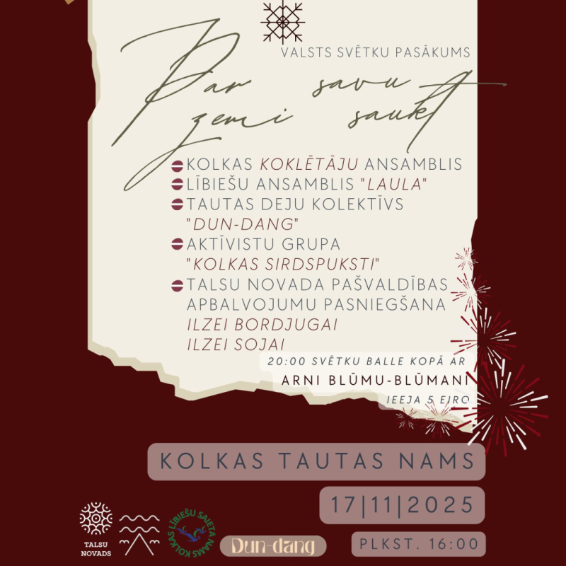 Valsts svētku Par savu zemi saukt afiša