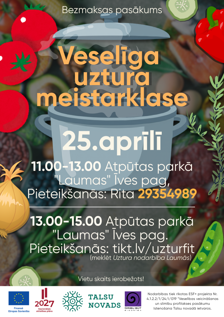 Veselīga uztura meistarklases Īves pagastā afiša