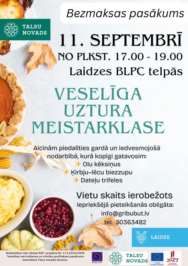 Veselīga uztura meistarklases afiša