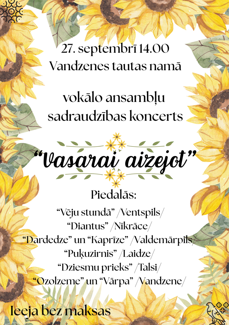 Vokālo ansambļu sadraudzības koncerta afiša