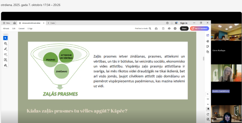 Pieaugušo izglītības dienās Talsu novadā aizvadīta nodarbība „Cilvēka dzīvesveida ietekme uz klimatu”