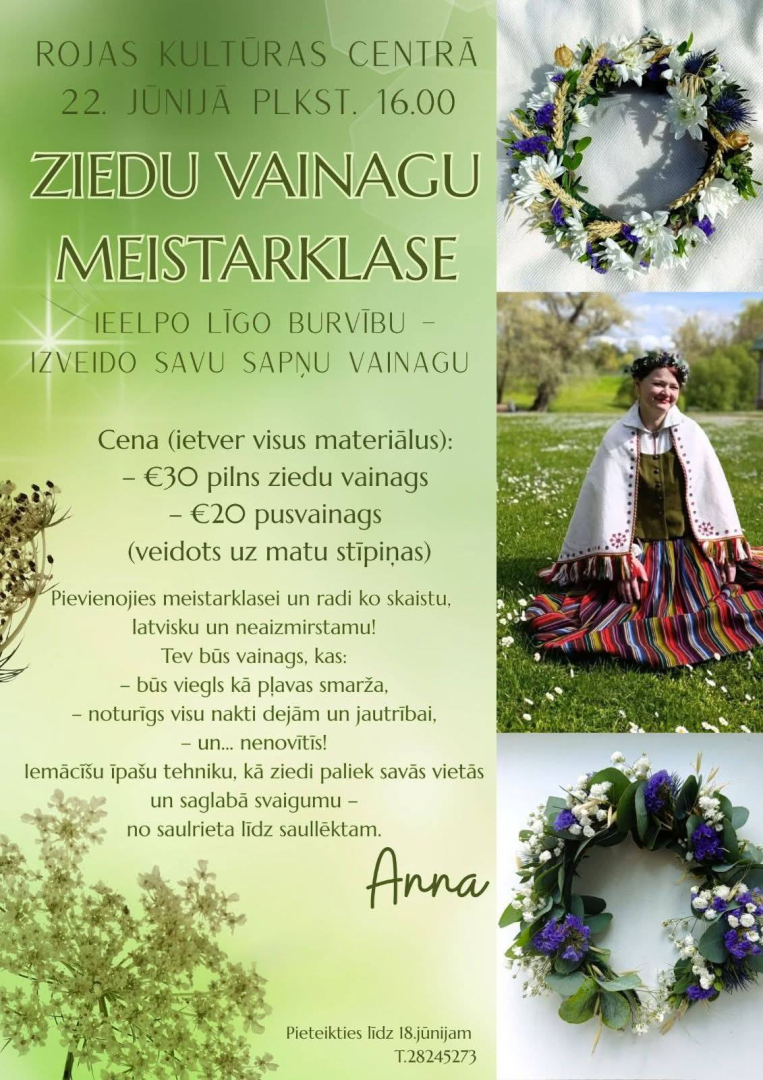 Ziedu meistarklase Rojas Kultūras centrā