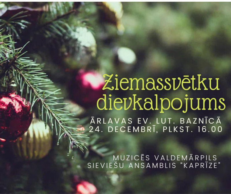 Ziemassvētku dievkalpojuma Ārlavas baznīcā afiša