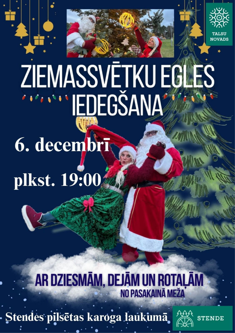 Ziemassvētku egles iedegšanas Stendē afiša