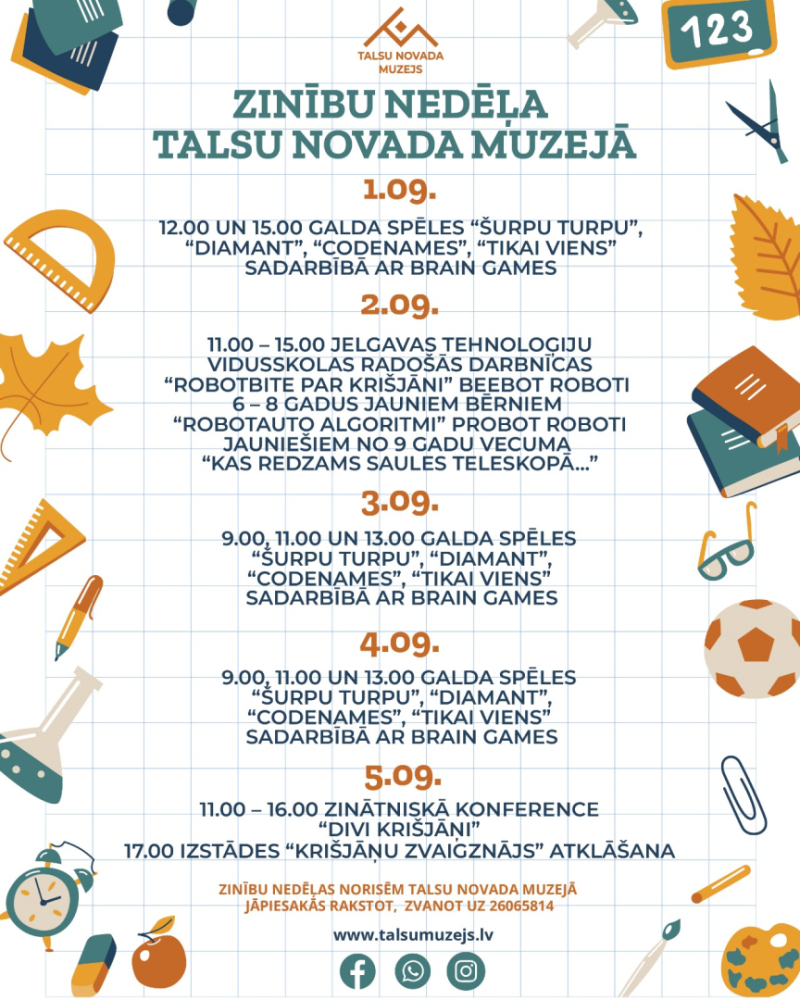 Zinību nedēļas Talsu muzejā afiša