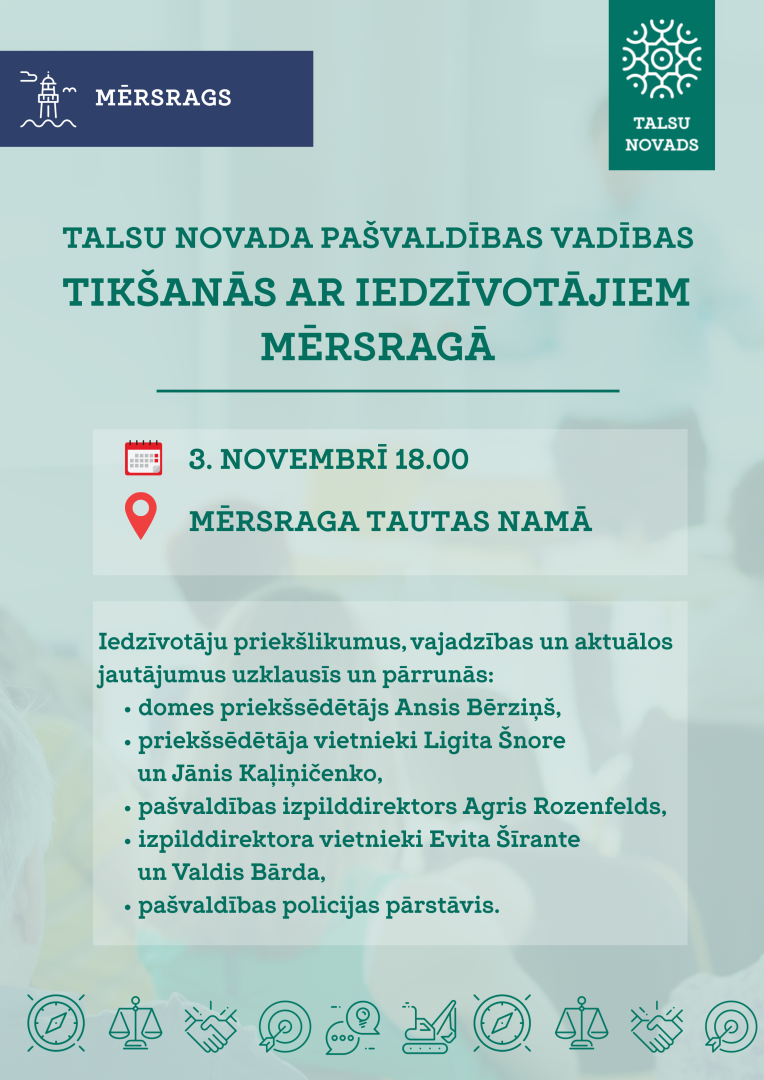 Tikšanās ar iedzīvotājiem Mērsragā afiša