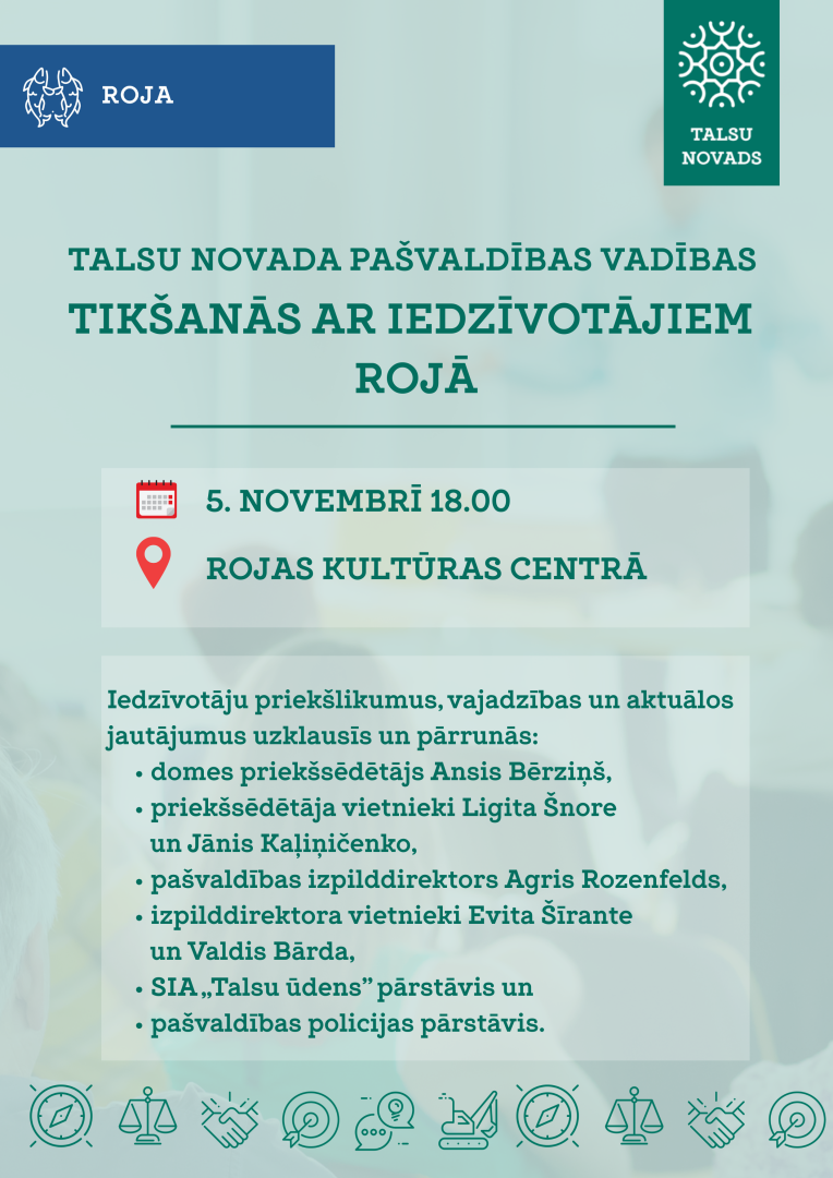 Tikšanās ar iedzīvotājiem Rojā afiša