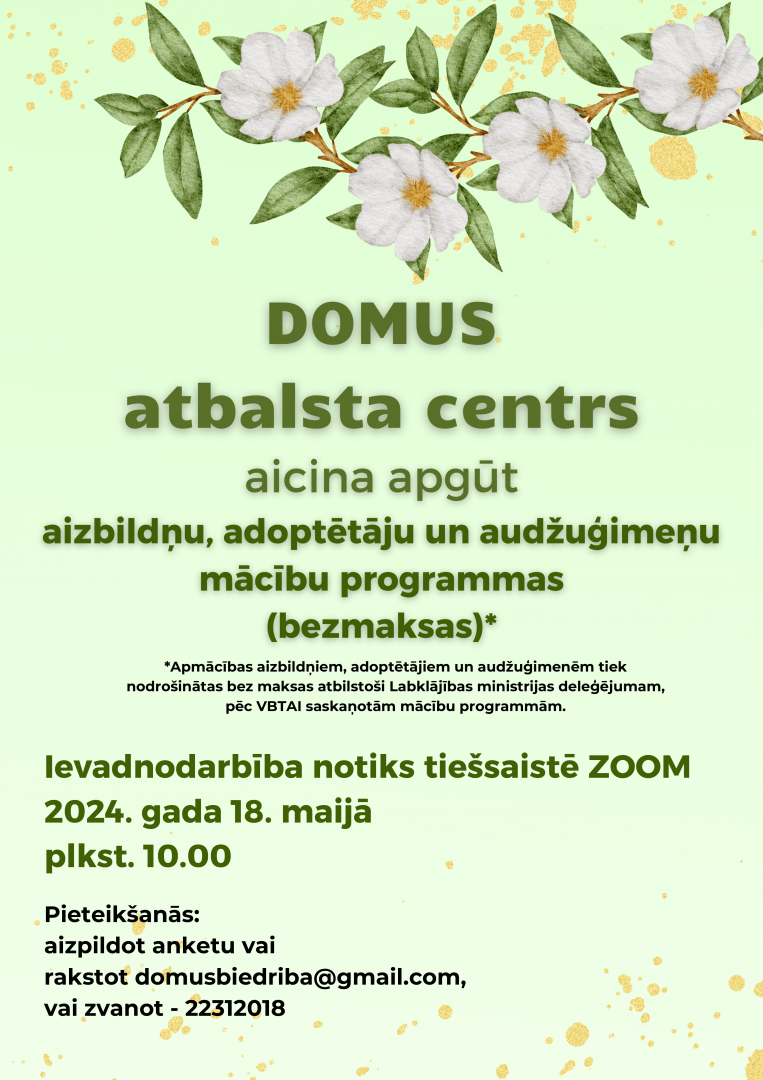 Aizbildņu, adoptētāju un audžuģimeņu mācību programmas ievadnodarbība