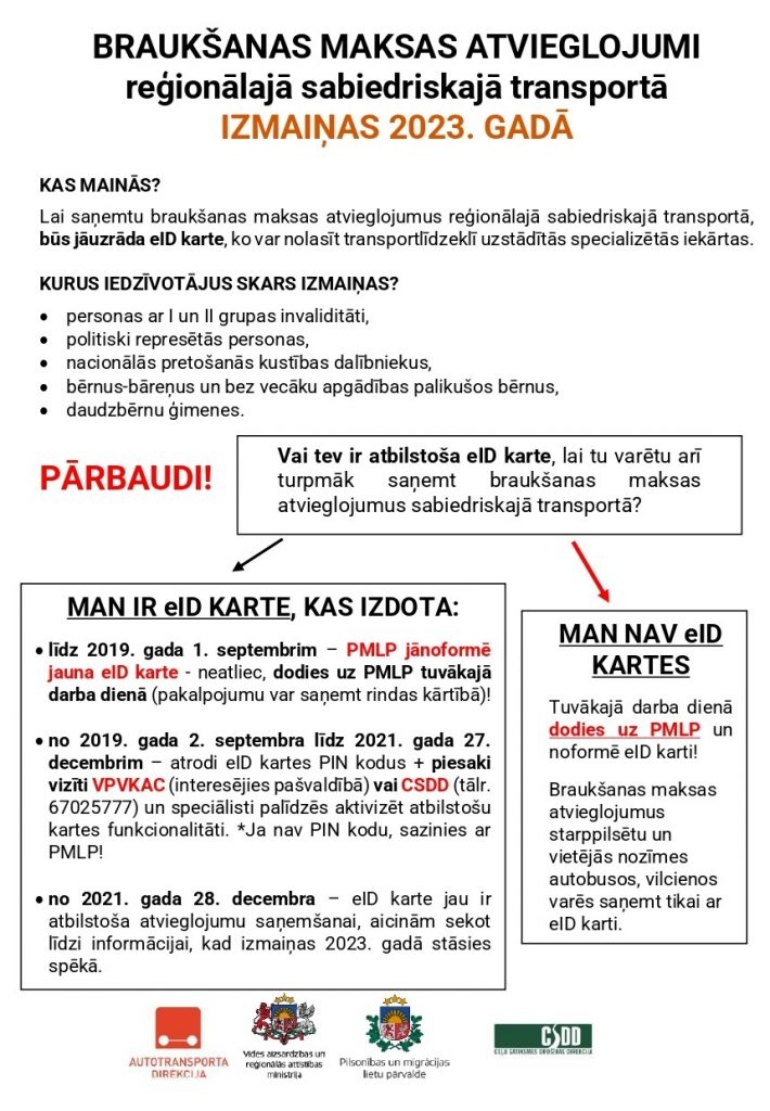 Izmaiņas braukšanas maksas atvieglojumos reģionālajā sabiedriskajā transportā 2023. gadā