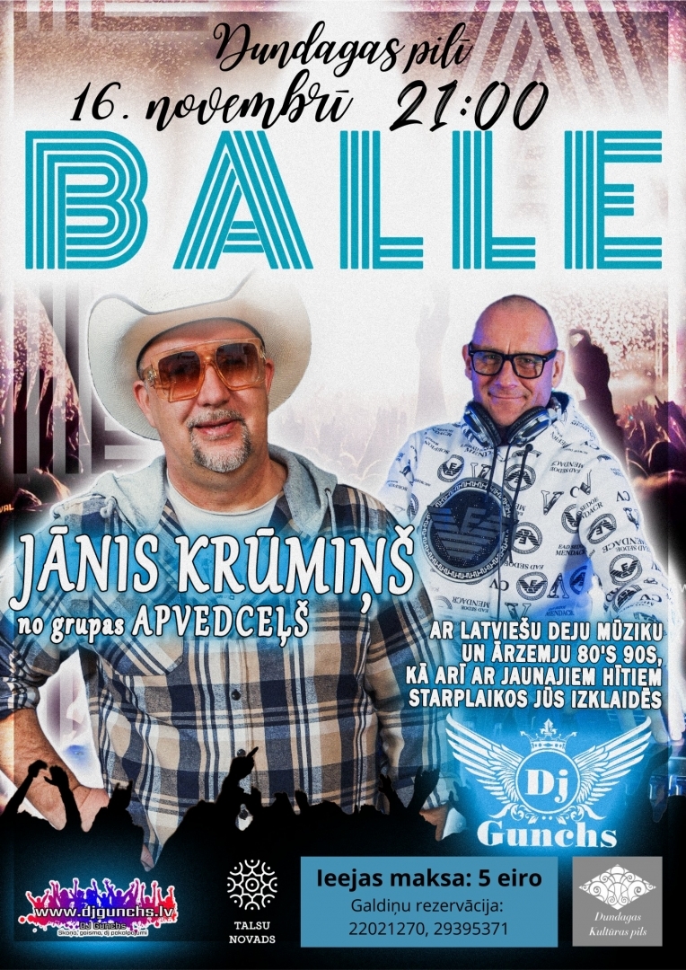 Balles Dundagas pilī ar Jāni Krūmiņu no grupas Apvedceļš afiša