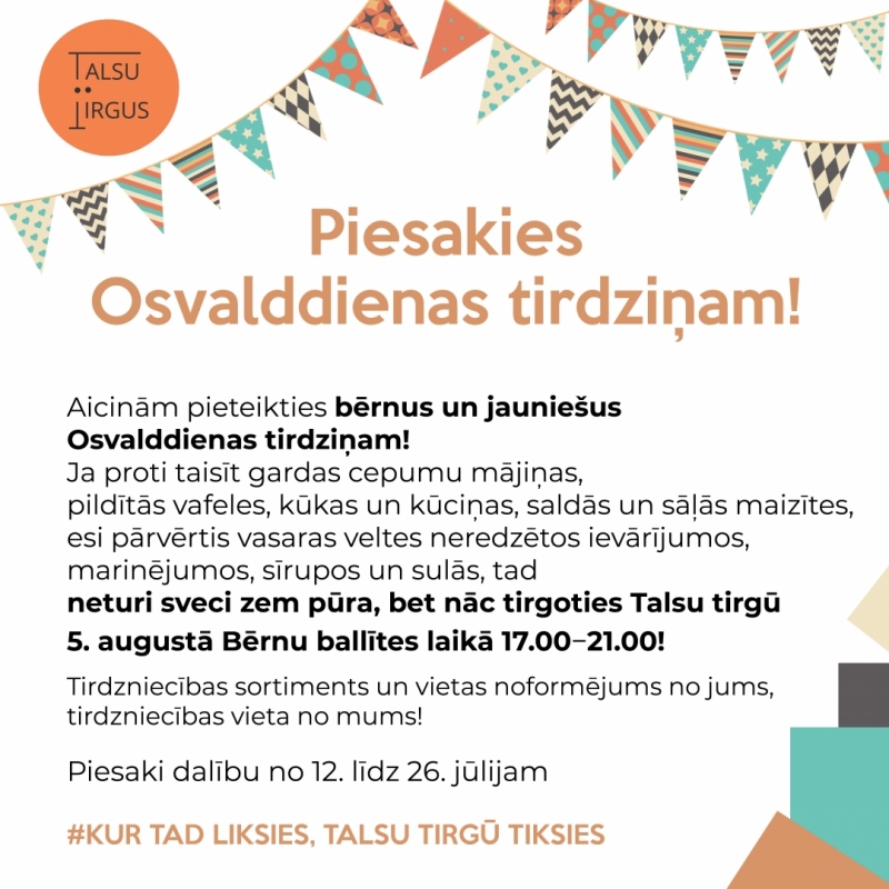 Pieteikšanās Osvalddienas tirdziņam